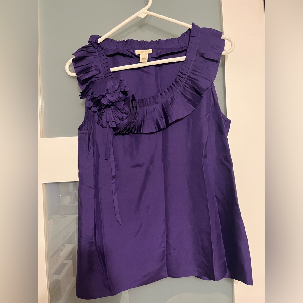 JCrew 100% silk purple tank blouse size 6